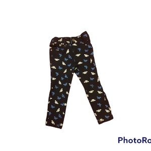 Black pants with blue and white butterfly